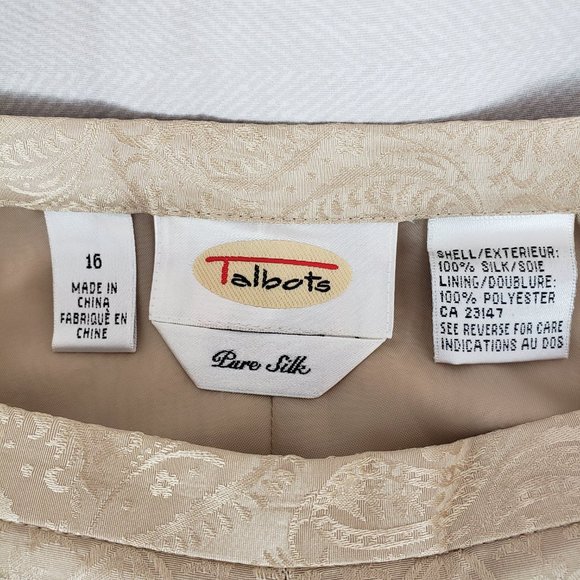 Talbots Light Golden Tan Embroidered Silk Dress Pants - Picture 8 of 9